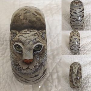 Vintage style hand painted Leopard Bangle Bracelet